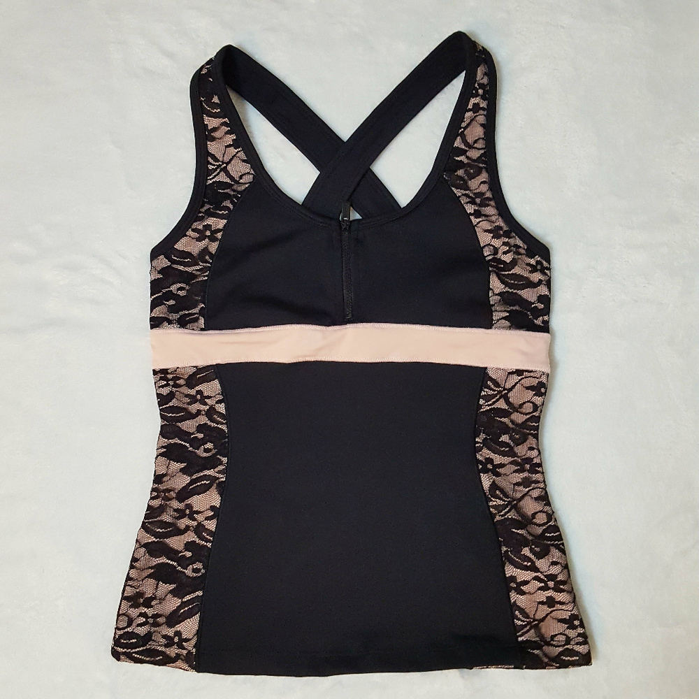 bebe Sport Black Racerback Tank Top Size Small